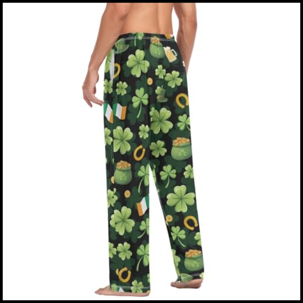 Men's Pajama Bottoms with Pockets, 95% Polyester 5% Spandex - Picture 4 of 5